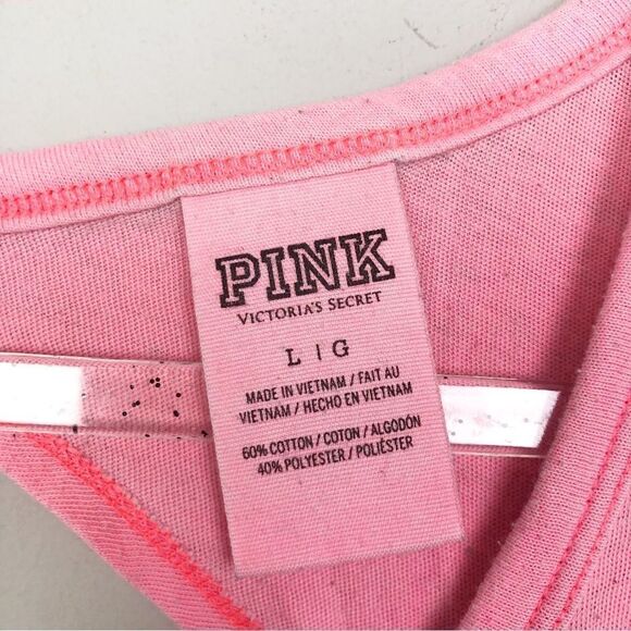 VICTORIA’S SECRET PINK | Coral Lounge Sleep Tank Top Cutout Back Women’s Size L - Picture 6 of 9